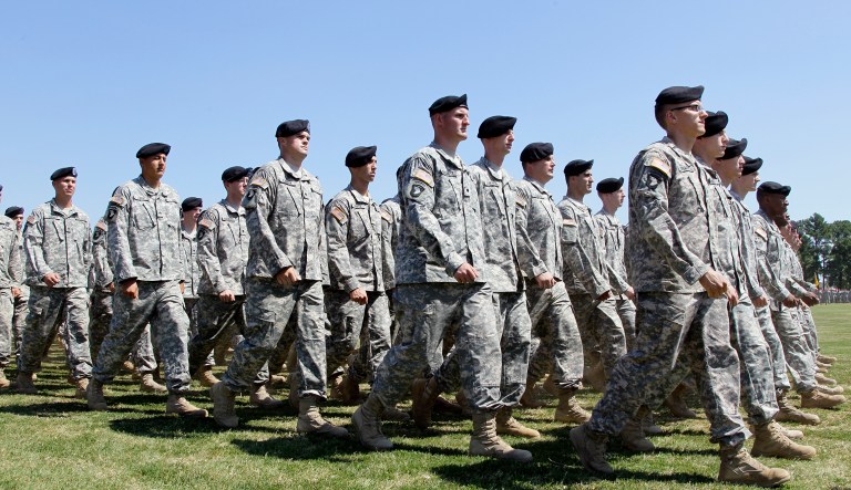 Members of the 101st Airborne Division march Friday, Aug. 12, 2011, in Fort Campbell, Ky.