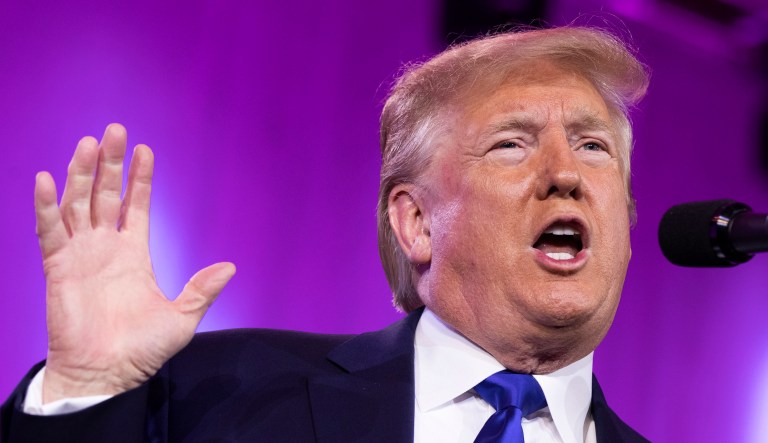 President Donald Trump speaks at the Values Voter Summit in Washington, Saturday, Oct. 12, 2019.