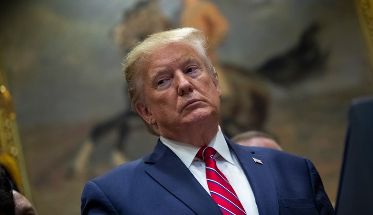 President Donald Trump pauses during an event on healthcare prices in the Roosevelt Room of the White House, Friday, Nov. 15, 2019, in Washington. 
