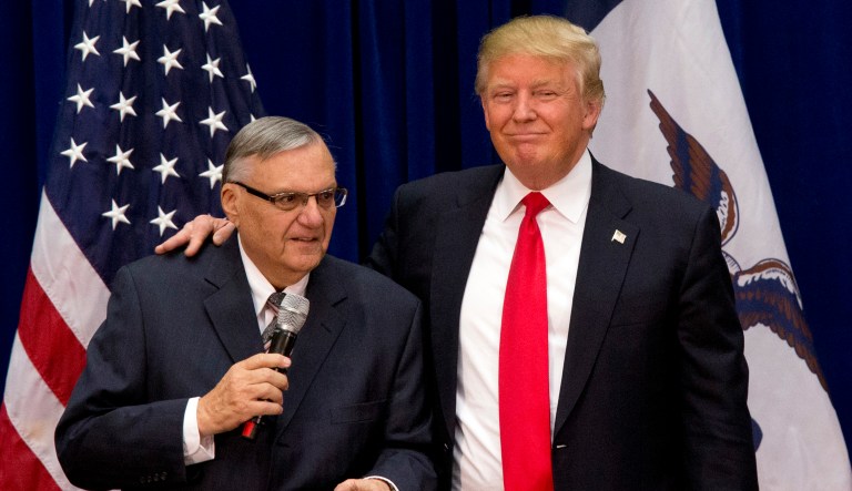 Pictured are Donald Trump, left, and Joe Arpaio, right.