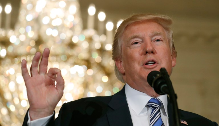 President Donald Trump speaks during a "Made in America," product showcase featuring items created in each of the U.S. 50 states, at the White House, Monday, July 17, 2017, in Washington.