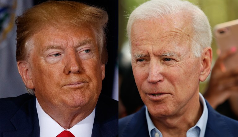 Pictured are Donald Trump, left, and Joe Biden, right.