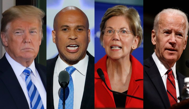 Trump Booker Warren Biden.