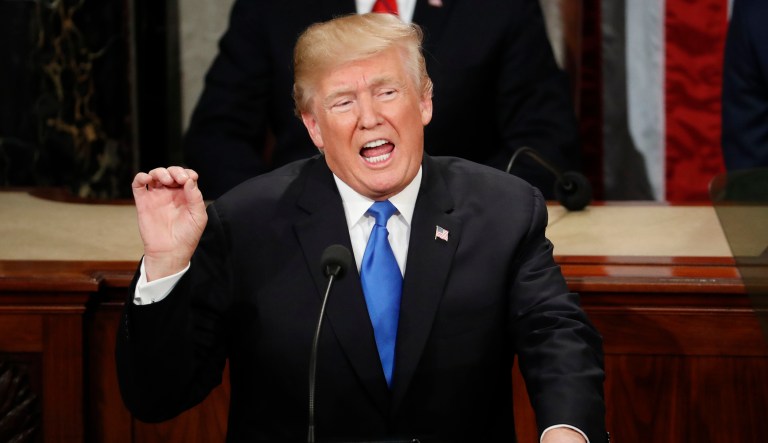 President Donald Trump delivers his State of the Union address to a joint session of Congress on Capitol Hill in Washington, Tuesday, Jan. 30, 2018.