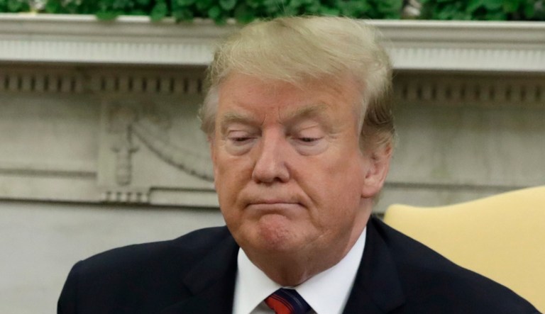 President Trump listens during a meeting in the Oval Office of the White House in Washington, D.C., on Friday, May 3, 2019.