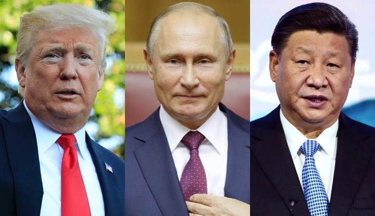 Donald Trump, Vladimir Putin, and Xi Jinping