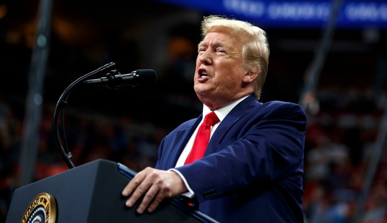 President Donald Trump speaks during a campaign rally at the Target Center, Thursday, Oct. 10, 2019, in Minneapolis.