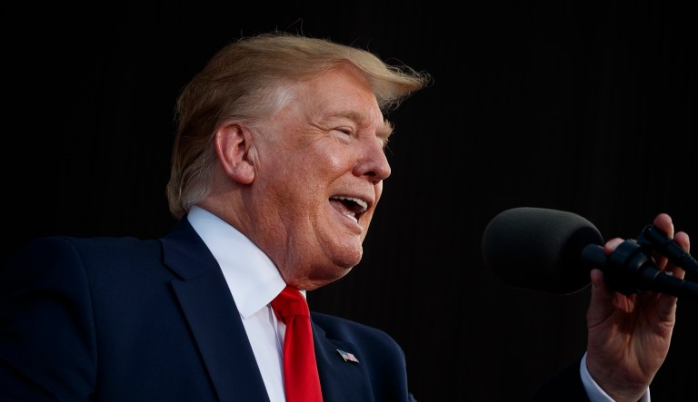 President Donald Trump arrives to speak at a rally at Aaron Bessant Amphitheater, Wednesday, May 8, 2019, in Panama City Beach, Fla.