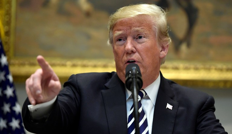 President Donald Trump talks about immigration and border security from the Roosevelt Room of the White House in Washington, Thursday, Nov. 1, 2018.