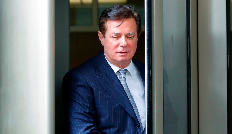Paul Manafort, President Trump's former campaign chairman, leaves the federal courthouse in Washington on Feb. 14, 2018.