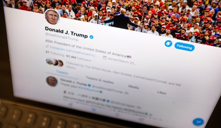 President Donald Trump's Twitter feed is photographed on an Apple iPad in New York, Thursday, June 27, 2019. Trumpâs next tweet might come with a warning label.