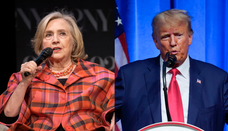 From left to right: Hillary Clinton and Donald Trump.