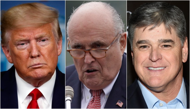 Donald Trump, Rudy Giuliani, and Sean Hannity