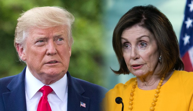 President Trump and Nancy Pelosi are seen.