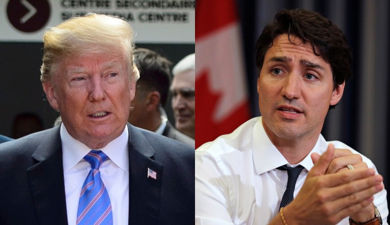 President Trump (left) and Canadian Prime Minister Justin Trudeau are pictured above.