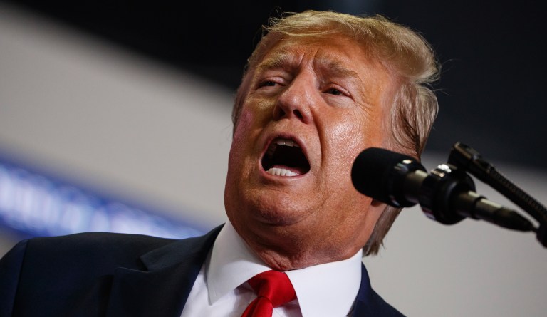 President Donald Trump speaks during a campaign rally at the Santa Ana Star Center, Monday, Sept. 16, 2019, in Rio Rancho, N.M. 