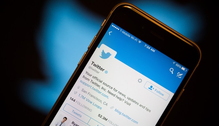 The Twitter Inc. mobile application is displayed on an Apple Inc. iPhone 6s in this arranged photograph taken in New York, U.S., on Tuesday, Feb. 9, 2016. 