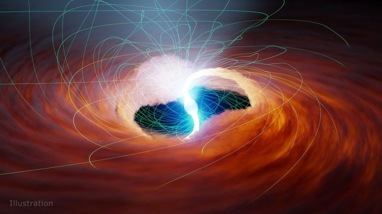 In this illustration of an ultra-luminous X-ray source, two rivers of hot gas are pulled onto the surface of a neutron star. Strong magnetic fields, shown in green, may change the interaction of matter and light near neutron starsâ surface, increasing how bright they can become.