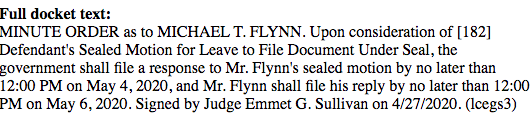Michael Flyn docket 04-28-20