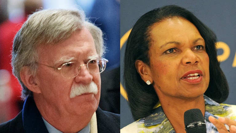 John Bolton and Condoleezza Rice.