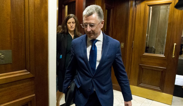Kurt Volker, a former special envoy to Ukraine, is leaving after a closed-door interview with House investigators as House Democrats proceed with the impeachment investigation of President Donald Trump, at the Capitol in Washington, Thursday, Oct. 3, 2019.