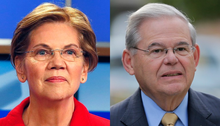 Elizabeth Warren and Bob Menendez.