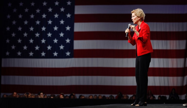 Democratic presidential candidate Sen. Elizabeth Warren speaks at the Presidential Gun Sense Forum, Saturday, Aug. 10, 2019, in Des Moines, Iowa.