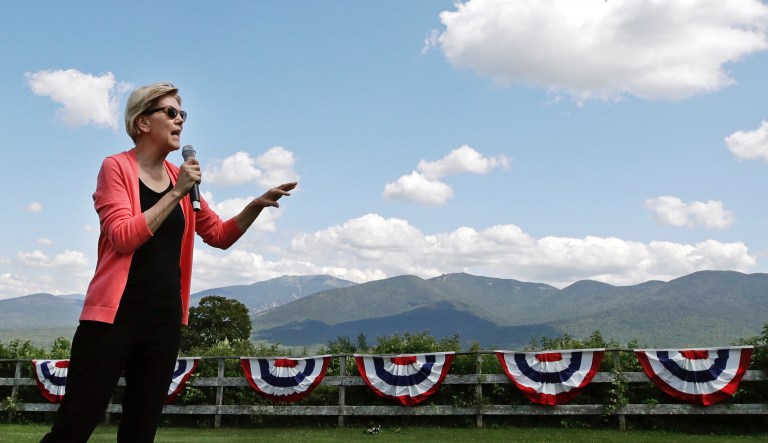 Democratic presidential candidate Sen. Elizabeth Warren, D-Mass., speaks at a campaign event, Wednesday, Aug. 14, 2019, in Franconia, N.H.