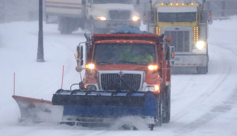 A winter storm moves through Wisconsin on Monday, Jan. 28, 2019, in Kaukauna, Wis.