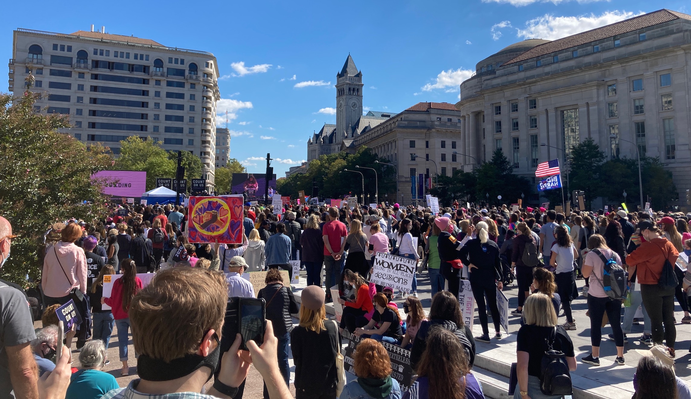‘No choice for him’: Thousands join Women’s March in DC protest against Trump and Amy Coney Barrett