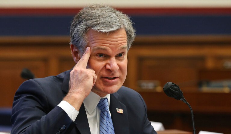 Federal Bureau of Investigation Director Christopher Wray testifies before a House Committee on Homeland Security hearing on 'worldwide threats to the homeland', Thursday, Sept. 17, 2020 on Capitol Hill Washington.