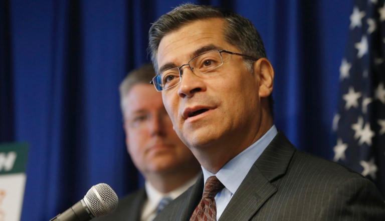 California Attorney General Xavier Becerra during a news conference in Sacramento, Calif.