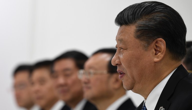 Chinese President Xi Jinping speaks during his meeting with President Donald Trump on the sidelines of the G-20 summit in Osaka, Japan, Saturday, June 29, 2019.