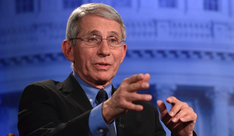 Dr. Anthony Fauci of the National Institutes of Health speaks during an AP Newsmaker interview in Washington, Thursday, Jan. 18, 2018.