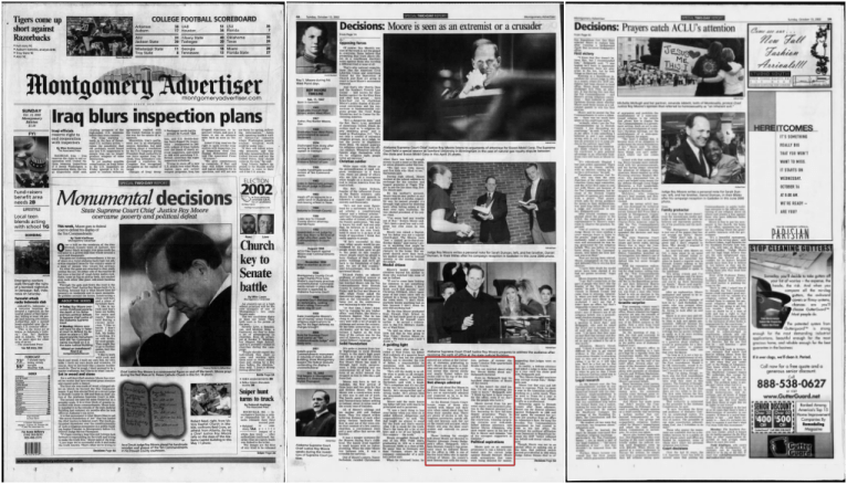 Alabama media have whispered about Roy Moore’s alleged behavior for years, as this 2002 article shows