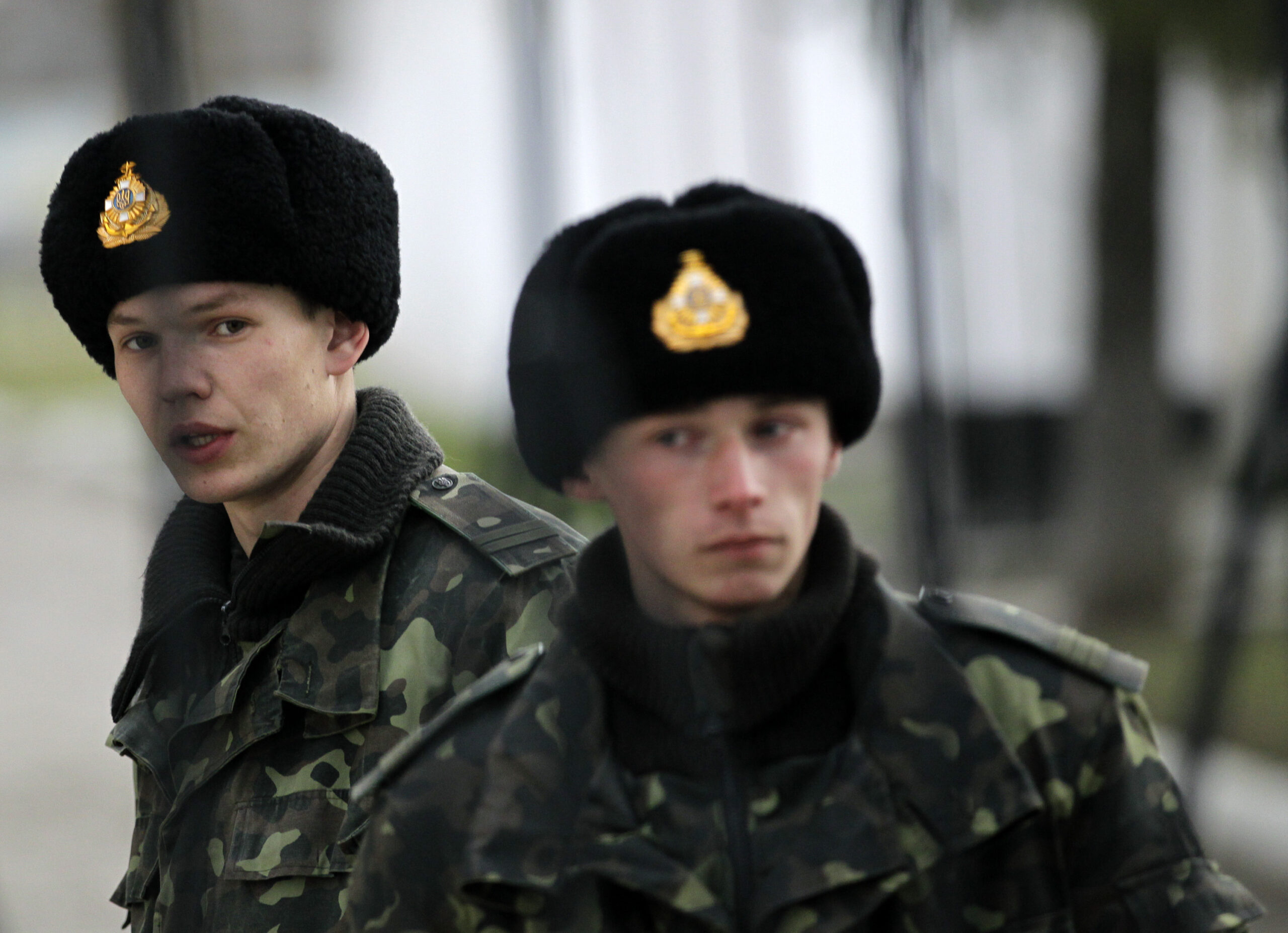 At Ukrainian base, standoff turns into circus