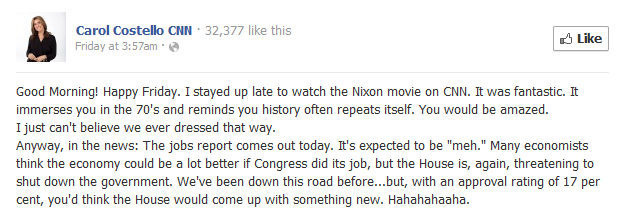 Mainstream Media Scream: CNN’s Costello ‘haha’ at House GOP’s shutdown threat