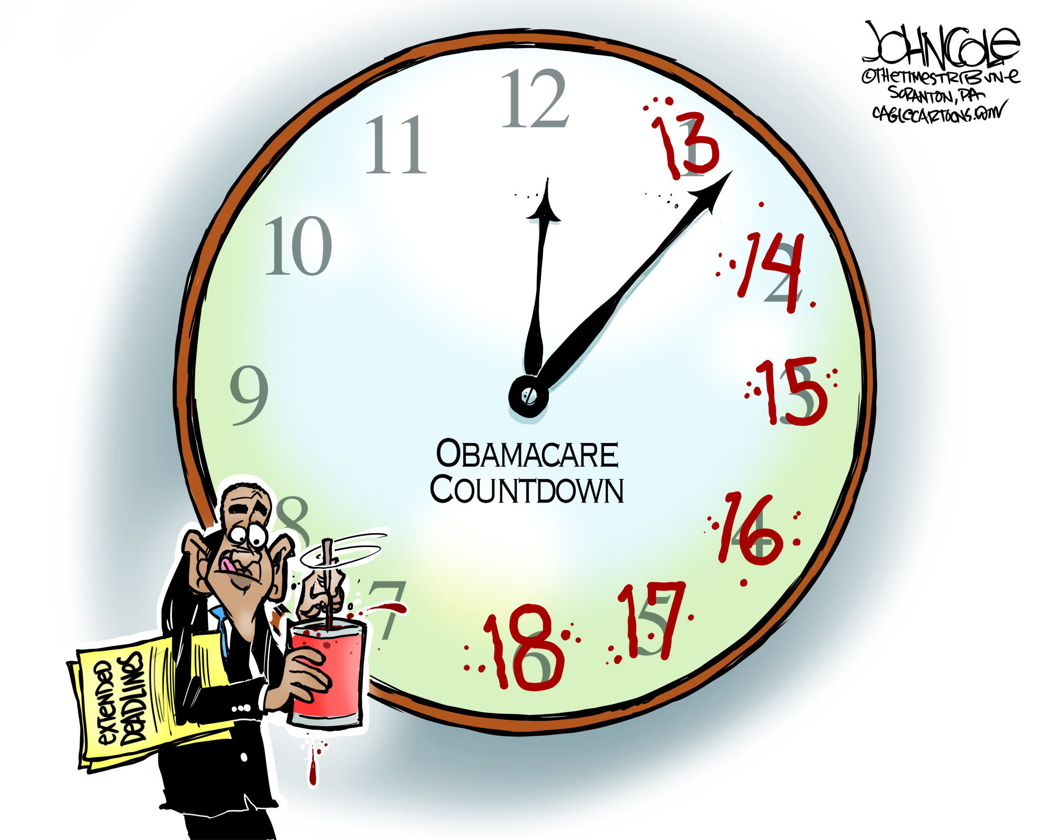 Editorial cartoon: Obamacare countdown