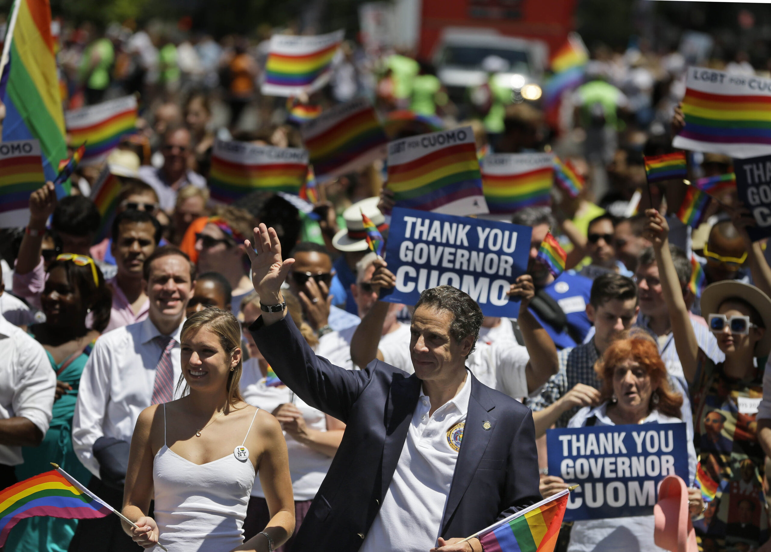 Crowds gather for NYC gay pride march