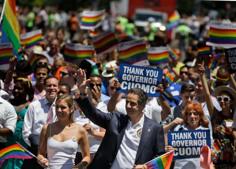 Crowds gather for NYC gay pride march
