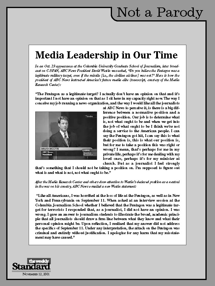 David Westin of ABCNews takes back his words