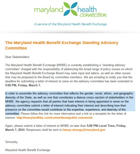 Obamacare Exchange Forms Advisory Committee Reflecting ‘Gender, Racial, Ethnic, and Geographic Diversity’