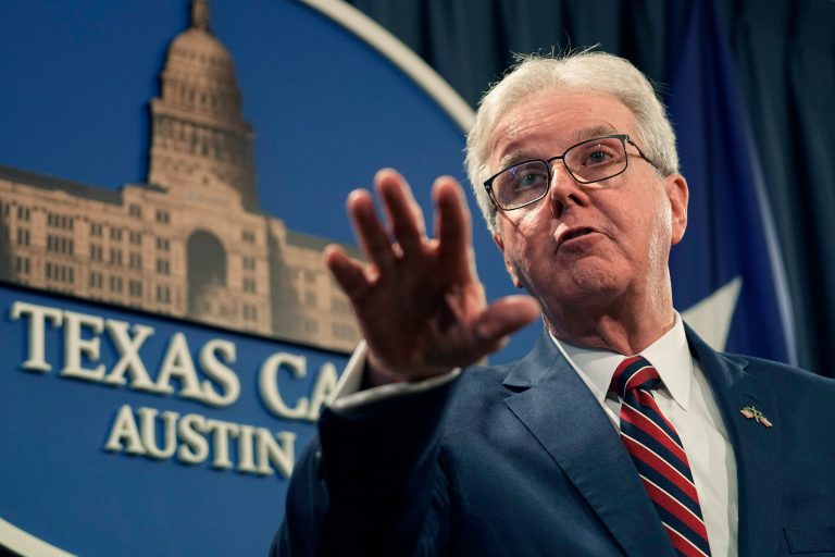 Texas Lt. Gov. Dan Patrick speaks during a news conference at the Texas Capitol in Austin, Texas, Tuesday, June 6, 2023. Patrick will oversee the Senate trial on whether to remove impeached Texas Attorney General Paxton from office.