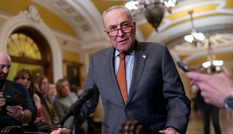 Senate Majority Leader Chuck Schumer (D-NY) meets with reporters at the Capitol in Washington, Tuesday, Dec. 19, 2023. (AP Photo/J. Scott Applewhite, File)