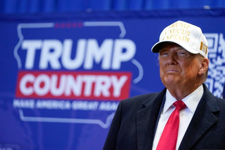 Trump thumps DeSantis and Haley in Iowa’s opening nominating contest