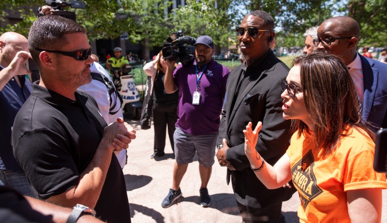 Alyssa Milano protested the NRA while armed security protected her