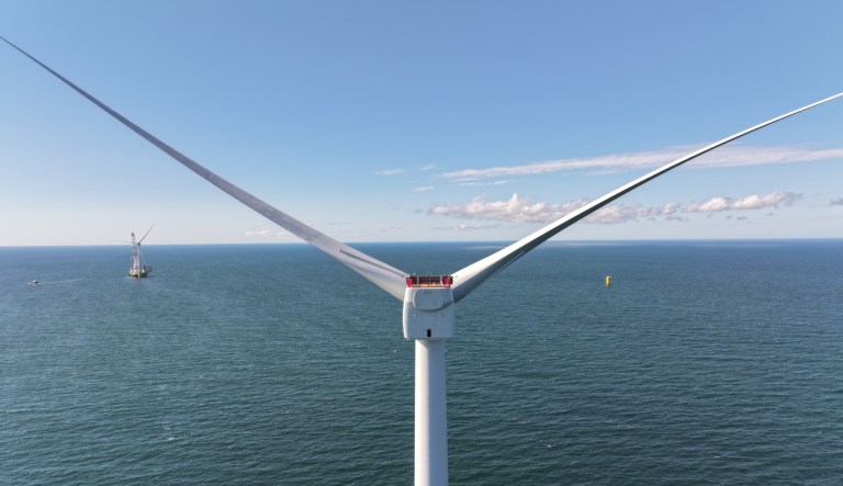 A GE Haliade-X Turbine Stands in the Vineyard Wind 1 Project Area South of Marthaâs Vineyard. 
