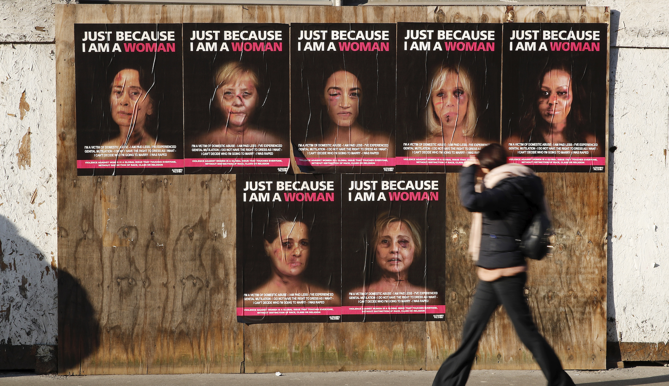 Artist uses doctored pictures of AOC and Michelle Obama to raise awareness for violence against women