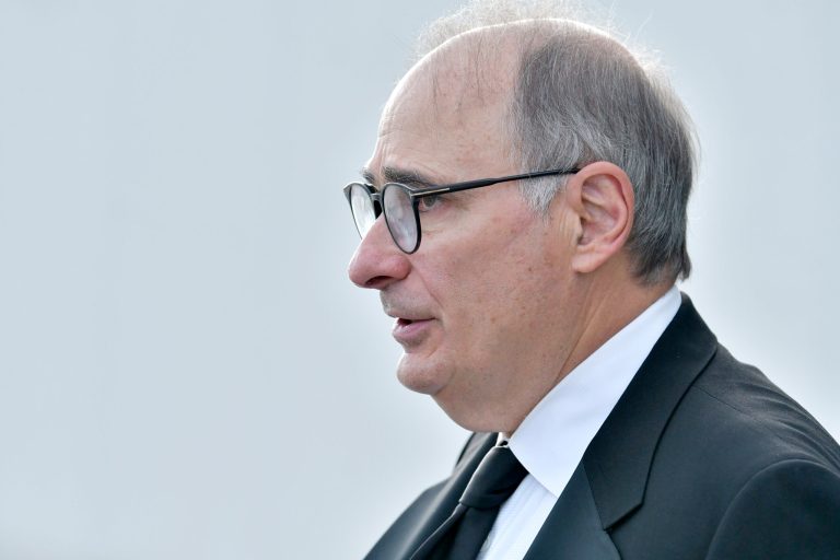 Political strategist David Axelrod speaks to reporters as he arrives for the John F. Kennedy Profile in Courage Award ceremony, on Sunday, May 22, 2022, at the John F. Kennedy Presidential Library and Museum in Boston.