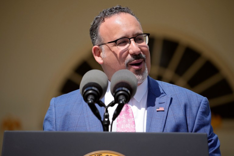 Cardona dodges questions from GOP at House hearing — even on the color of his suit